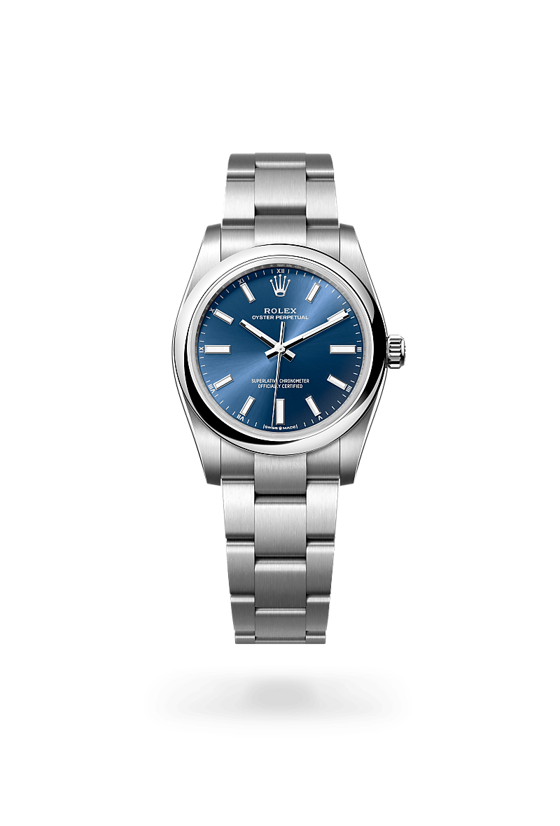 오이스터스틸 소재의 롤렉스 OYSTER PERPETUAL 정면, M124200-0003 - 그리니치