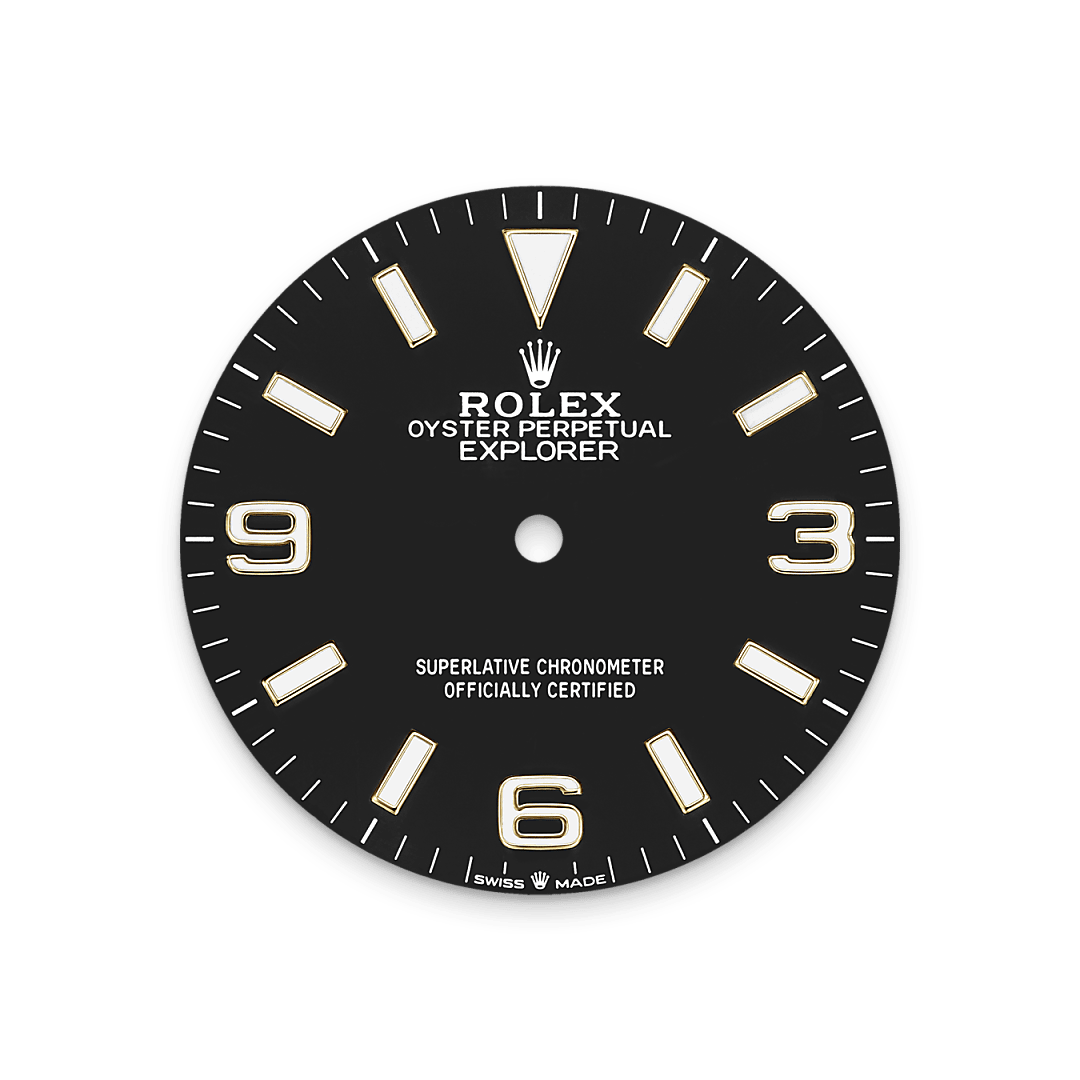 rolex Explorer 36 dial  in Yellow Rolesor - combination of Oystersteel and yellow gold, M124273-0001 - Greenwich