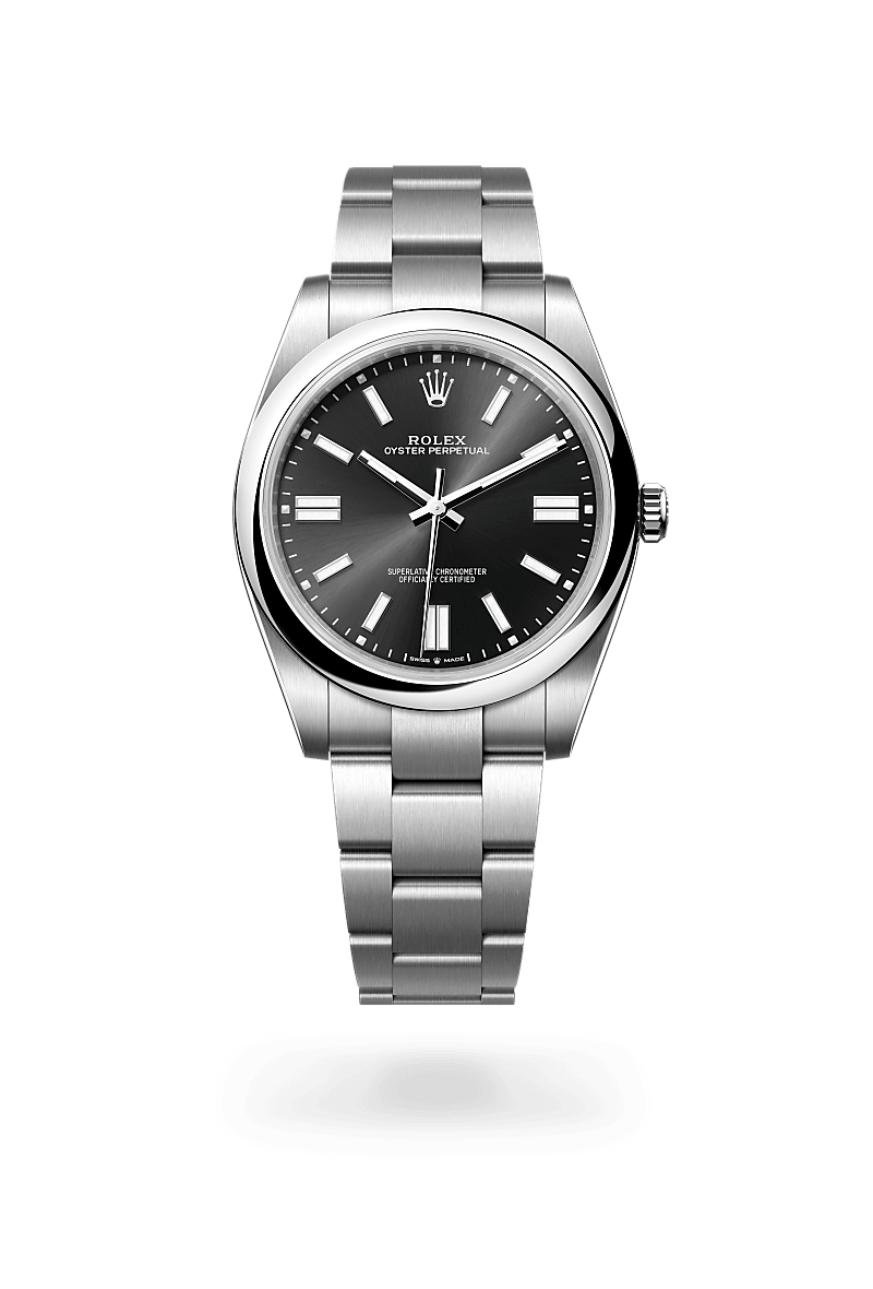 rolex OYSTER PERPETUAL front view in Oystersteel, M124300-0002 - Greenwich