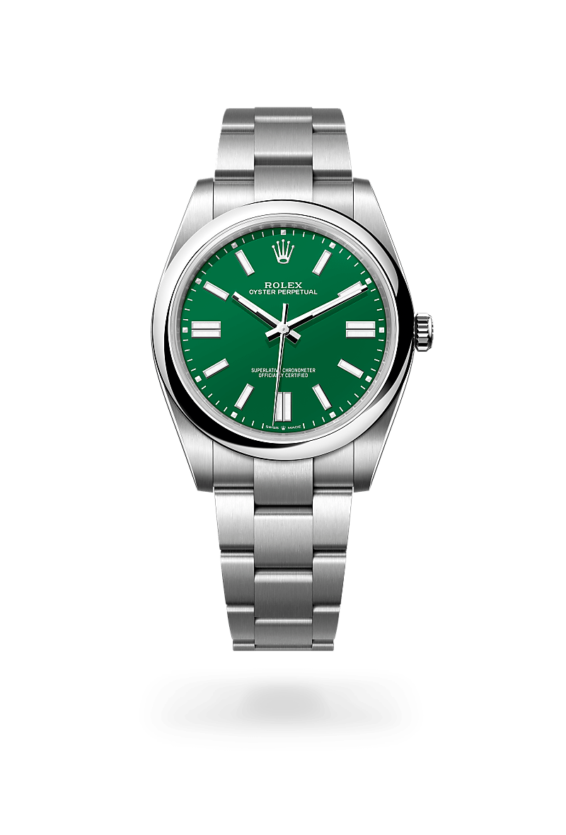 오이스터스틸 소재의 롤렉스 OYSTER PERPETUAL 정면, M124300-0005 - 그리니치