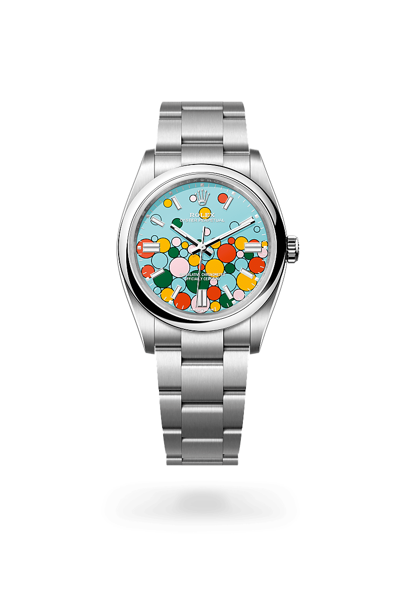 오이스터스틸 소재의 롤렉스 OYSTER PERPETUAL 정면, M126000-0009 - 그리니치