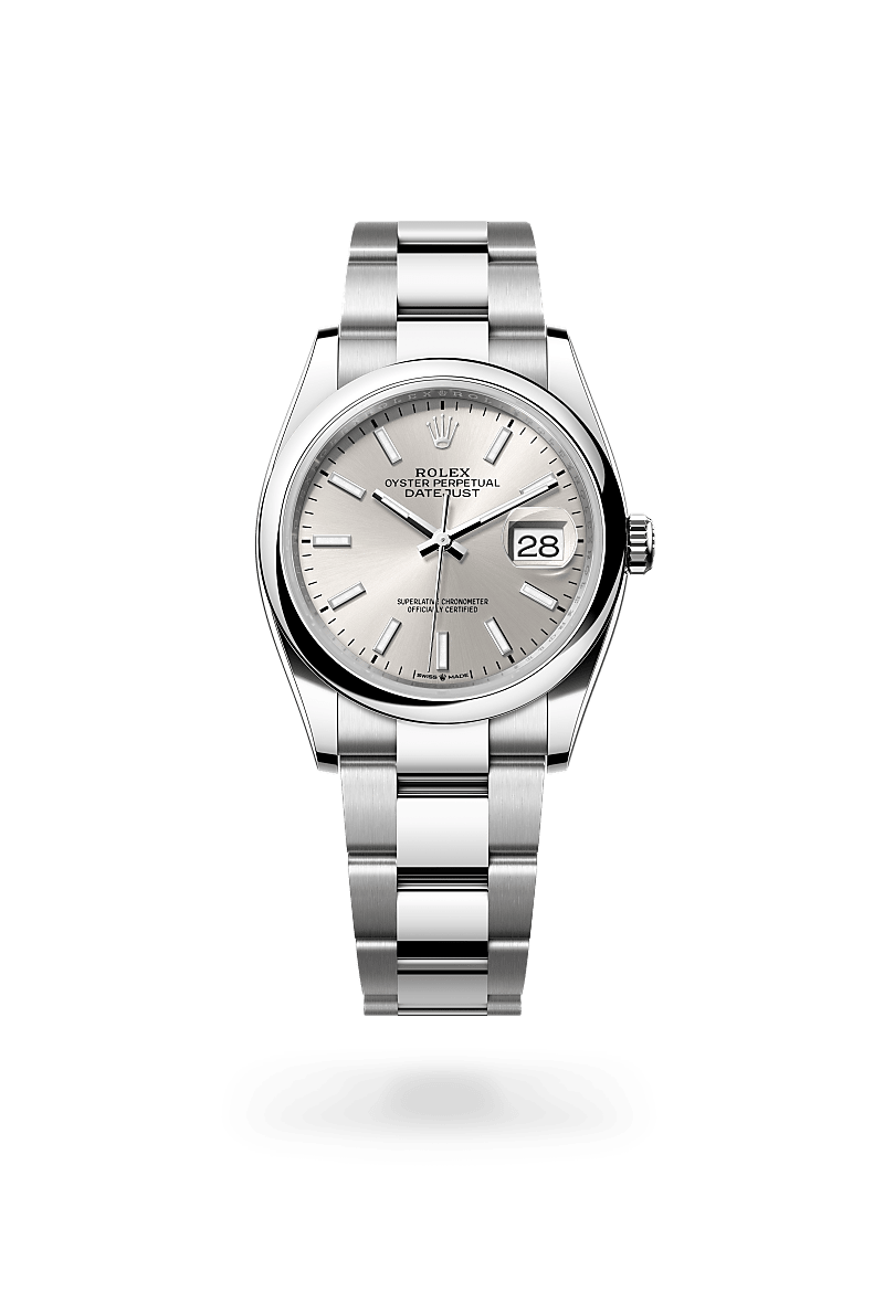 rolex DATEJUST front view in Oystersteel, M126200-0002 - Greenwich