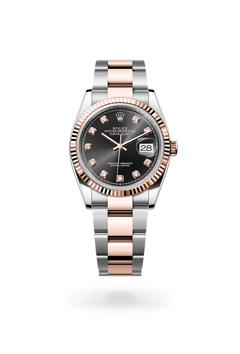 에버로즈 롤레조 - 오이스터스틸과 에버로즈 골드의 조합 소재의 롤렉스 DATEJUST 정면, M126231-0020 - 그리니치