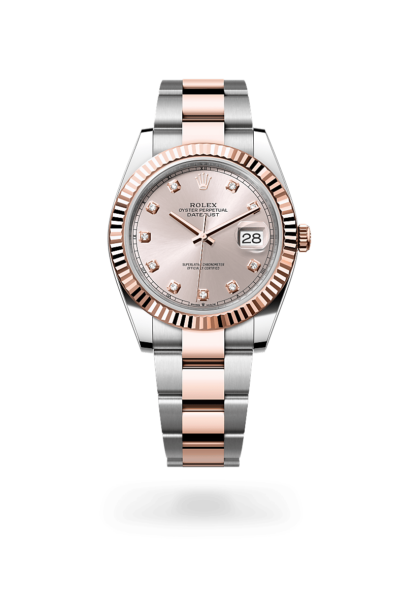 에버로즈 롤레조 - 오이스터스틸과 에버로즈 골드의 조합 소재의 롤렉스 DATEJUST 정면, M126331-0007 - 그리니치