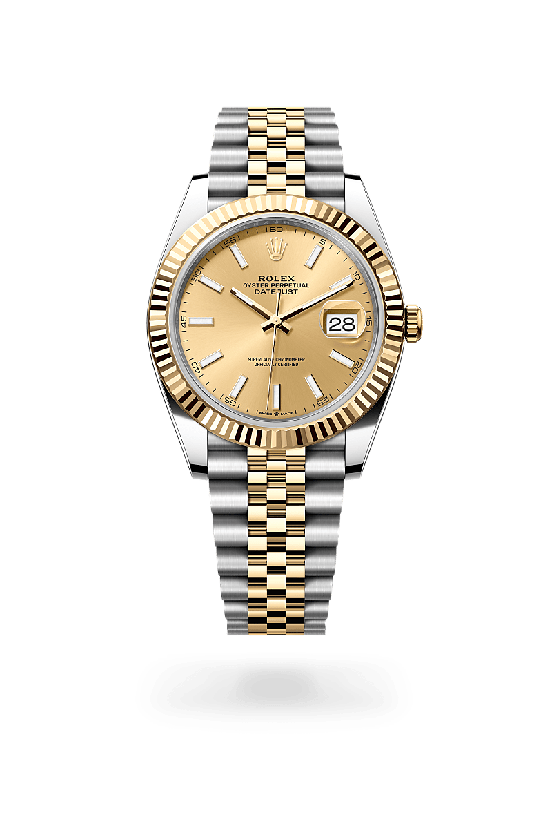 옐로우 롤레조 – 오이스터스틸과 옐로우 골드의 조합 소재의 롤렉스 DATEJUST 정면, M126333-0010 - 그리니치