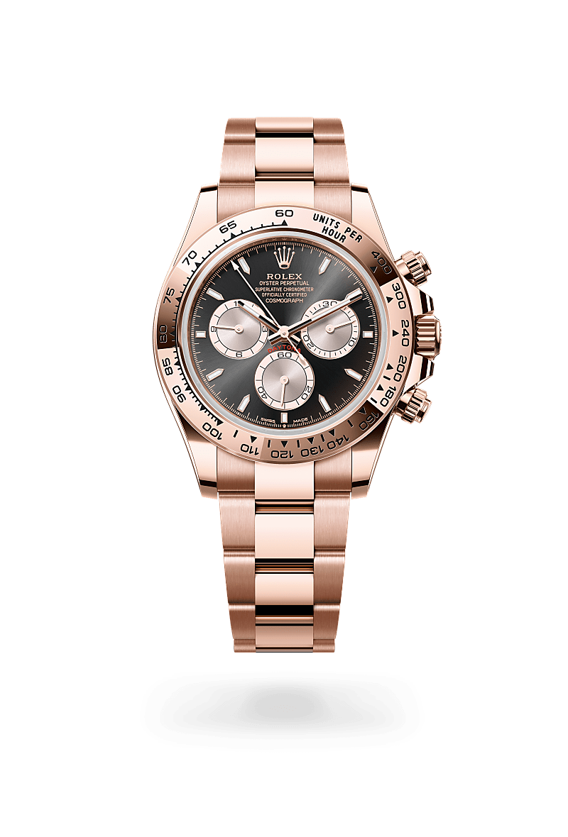 18캐럿 에버로즈 골드 소재의 롤렉스 COSMOGRAPH DAYTONA 정면, M126505-0001 - 그리니치