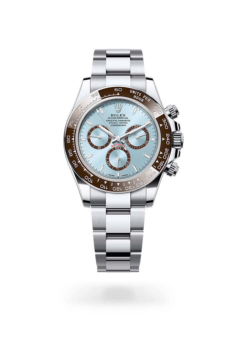 플래티넘 소재의 롤렉스 COSMOGRAPH DAYTONA 정면, M126506-0001 - 그리니치