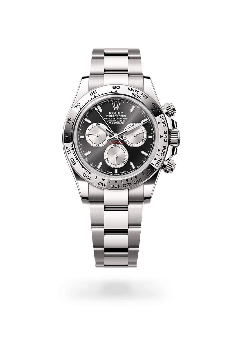 18캐럿 화이트 골드 소재의 롤렉스 COSMOGRAPH DAYTONA 정면, M126509-0001 - 그리니치