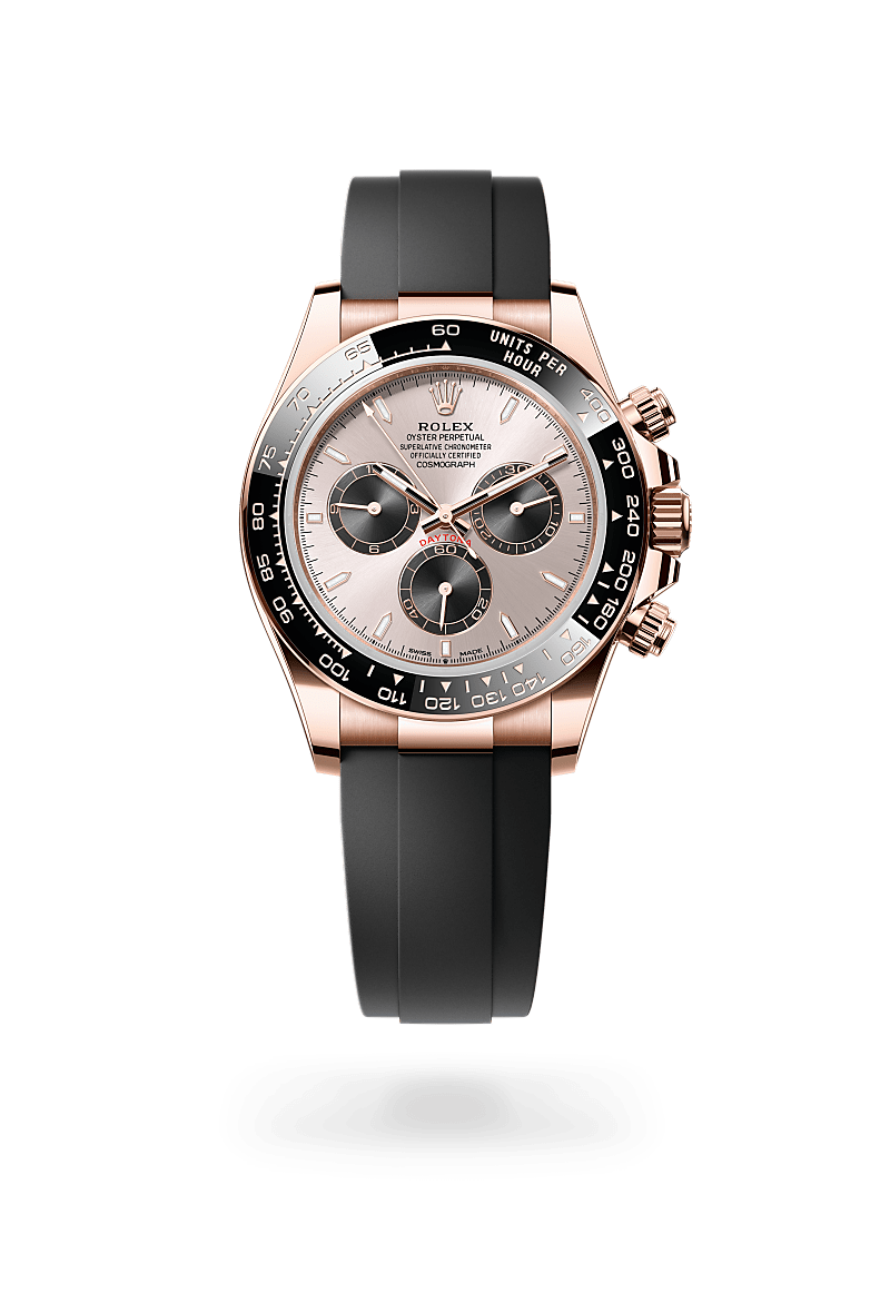 18캐럿 에버로즈 골드 소재의 롤렉스 COSMOGRAPH DAYTONA 정면, M126515LN-0006 - 그리니치