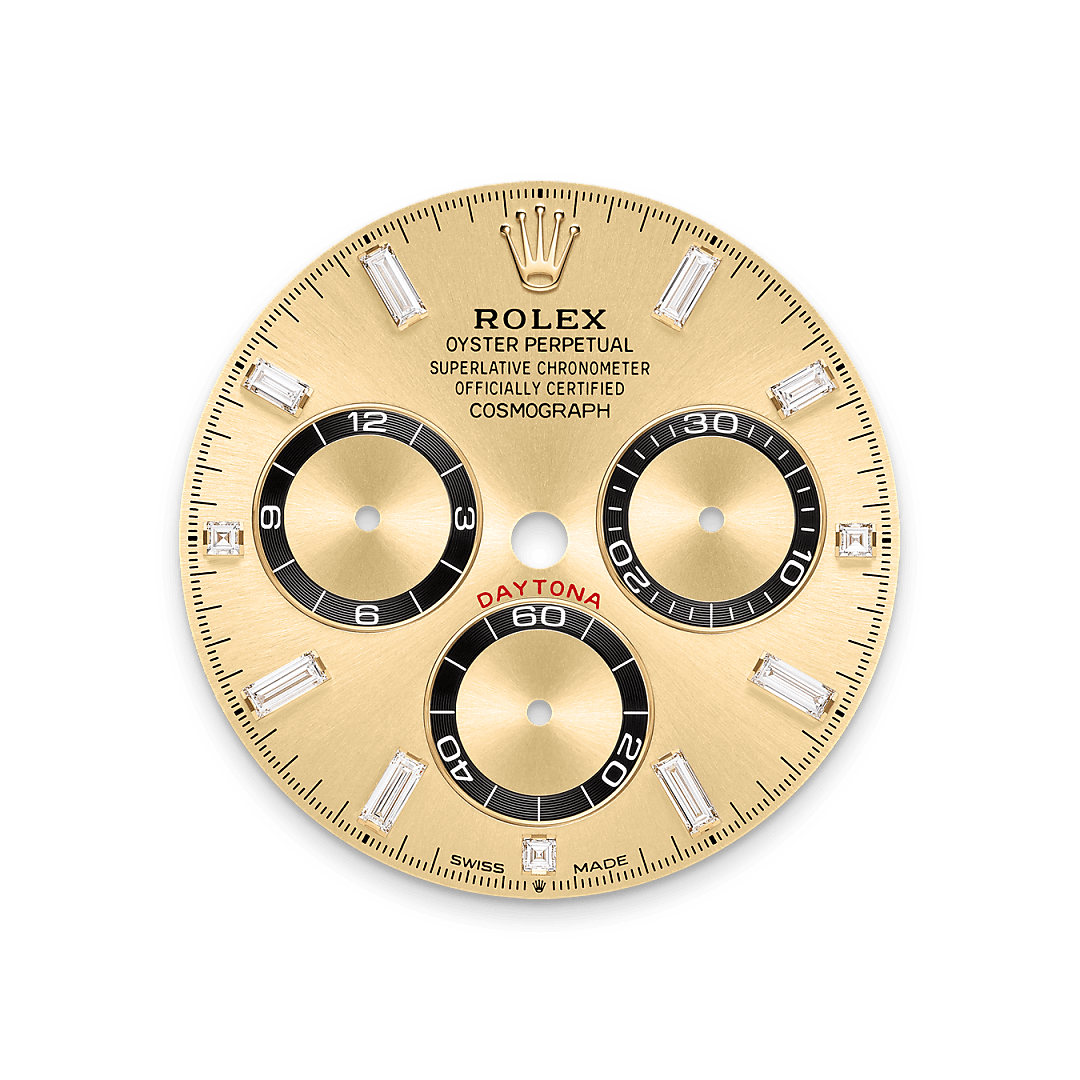 rolex Cosmograph Daytona dial in 18 ct yellow gold with lugs set with diamonds, M126538TBR-0004 - Greenwich