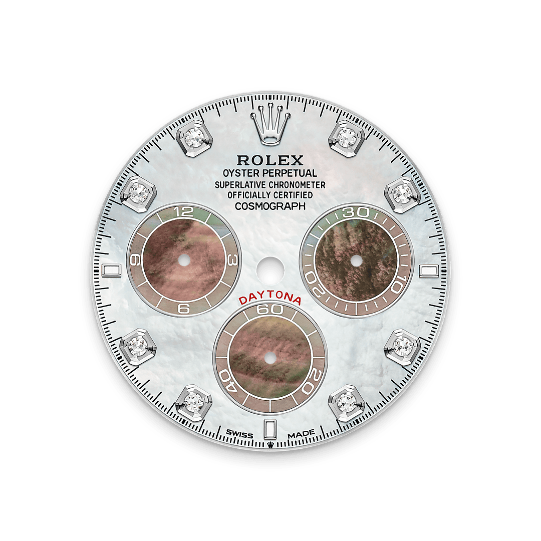 18캐럿 화이트 골드 소재의 롤렉스 Cosmograph Daytona 다이얼, M126589RBR-0001 - 그리니치