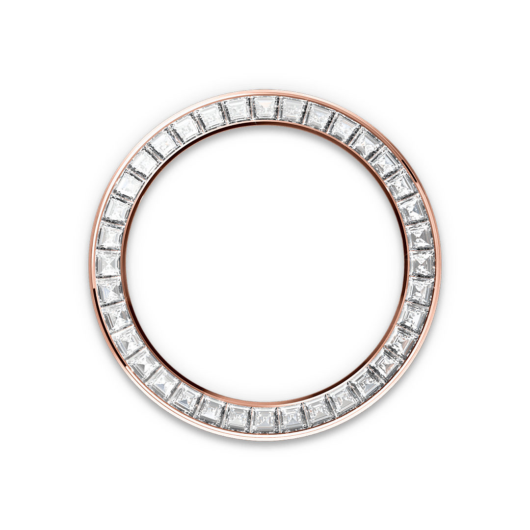 18캐럿 에버로즈 골드, 다이아몬드가 세팅된 러그 소재의 롤렉스 Cosmograph Daytona 베젤, M126595TBR-0001 - 그리니치