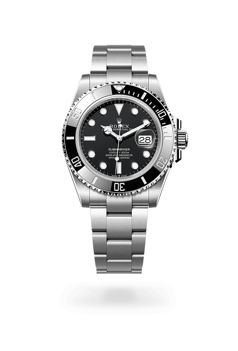 rolex SUBMARINER front view in Oystersteel, M126610LN-0001 - Greenwich