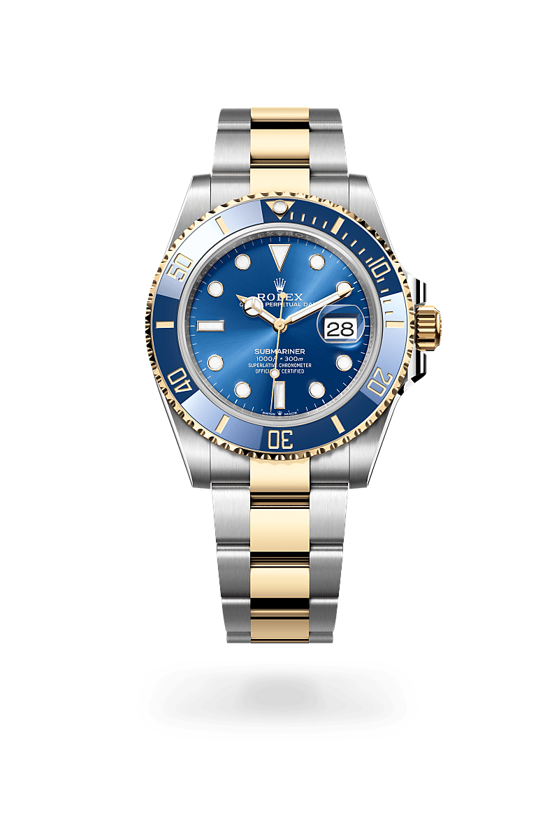 옐로우 롤레조 – 오이스터스틸과 옐로우 골드의 조합 소재의 롤렉스 SUBMARINER 정면, M126613LB-0002 - 그리니치