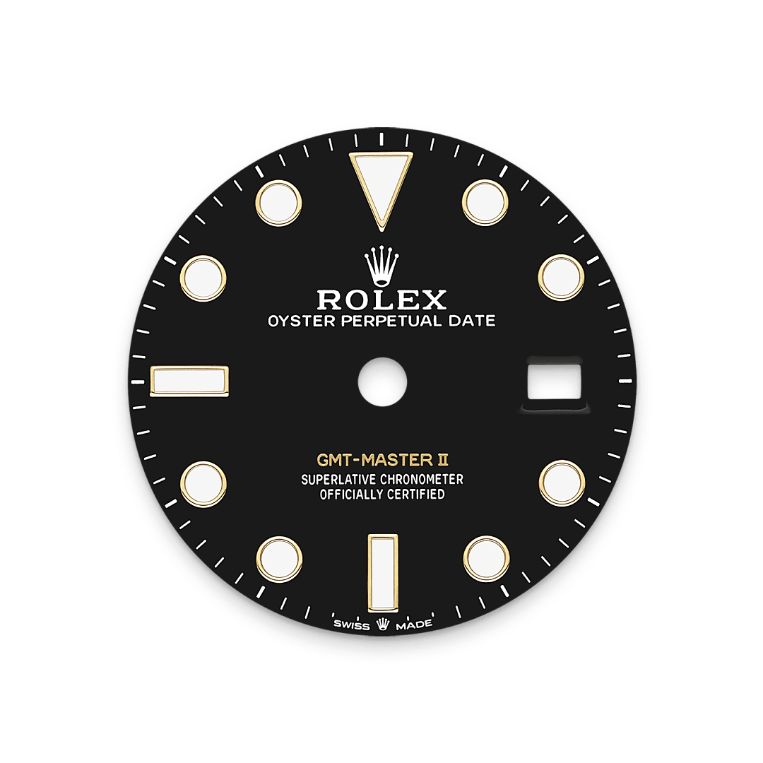 18캐럿 옐로우 골드 소재의 롤렉스 GMT-Master II 다이얼 , M126718GRNR-0001 - 그리니치