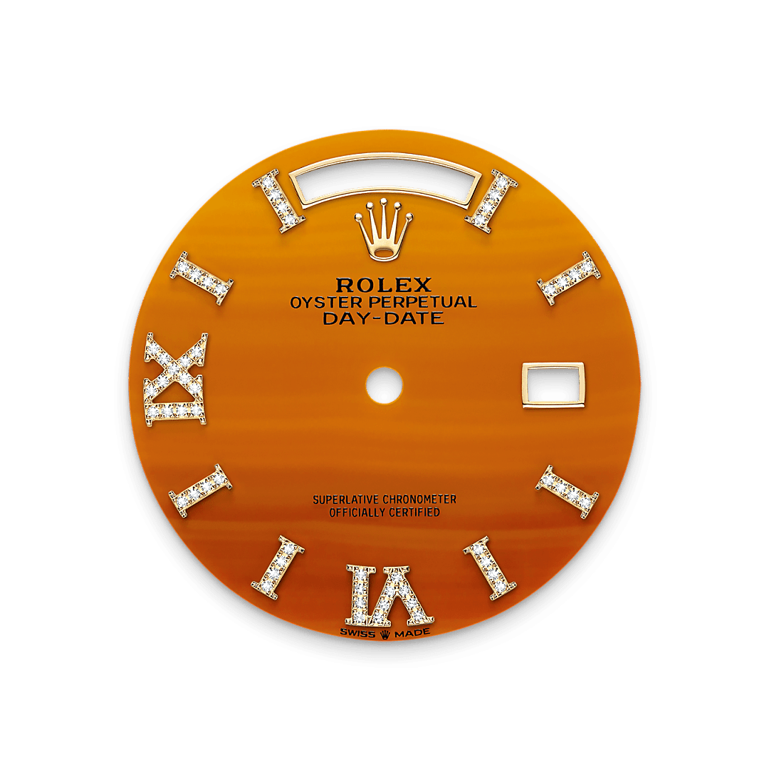 18캐럿 옐로우 골드 소재의 롤렉스 Day-Date 36 다이얼, M128348RBR-0049 - 그리니치