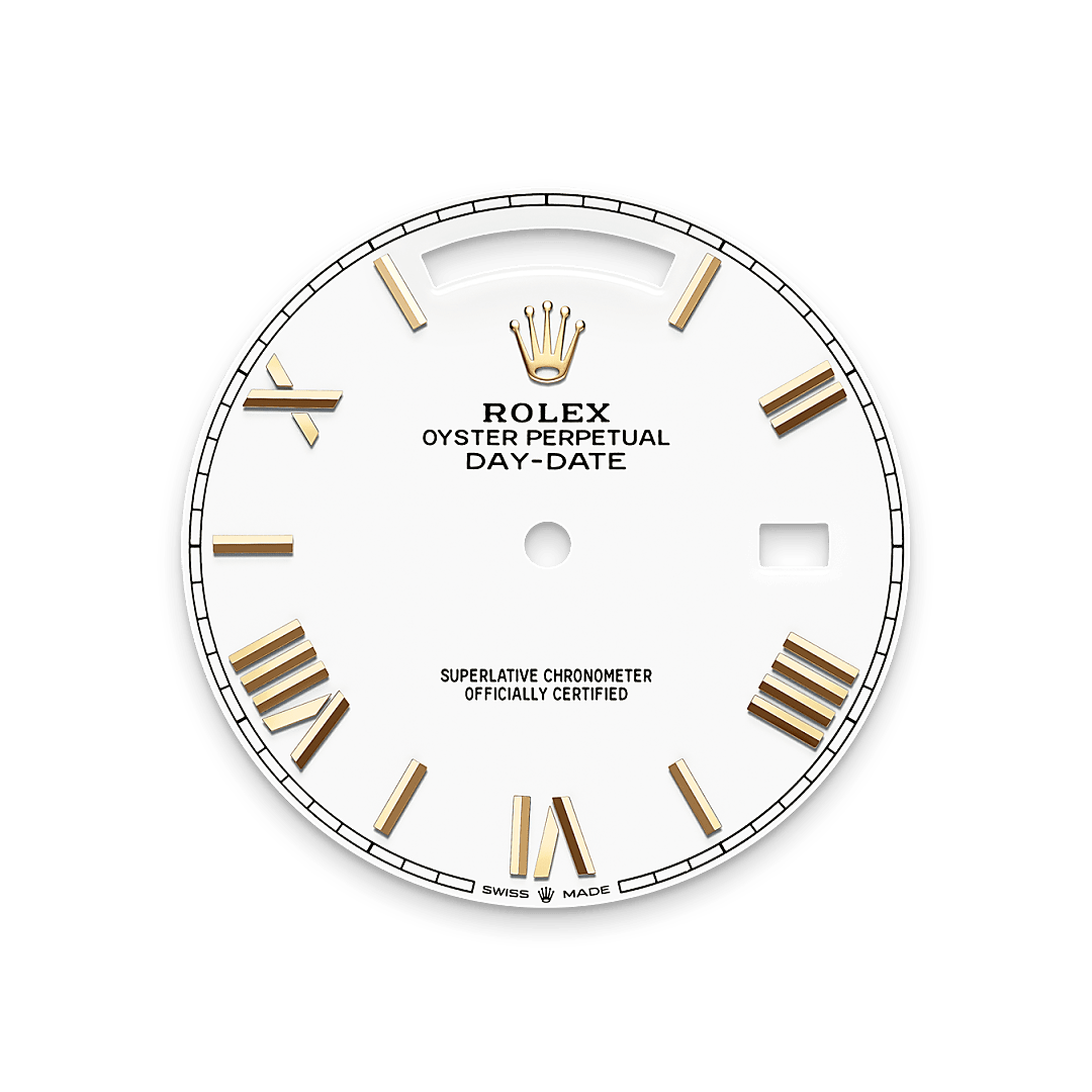 rolex Day-Date 40 dial in 18 ct yellow gold, M228238-0042 - Greenwich