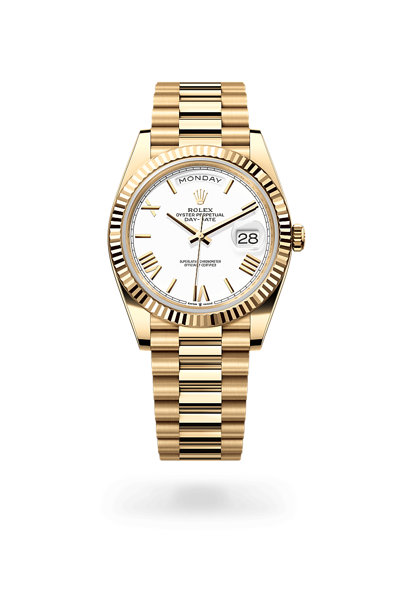 rolex DAY-DATE front view in 18 ct yellow gold, M228238-0042 - Greenwich