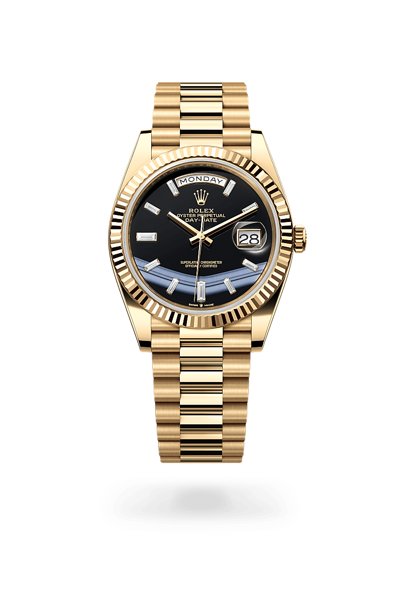 rolex DAY-DATE front view in 18 ct yellow gold, M228238-0059 - Greenwich