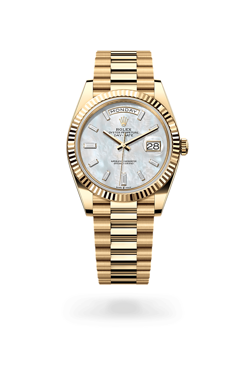 rolex DAY-DATE front view in 18 ct yellow gold, M228238-0071 - Greenwich