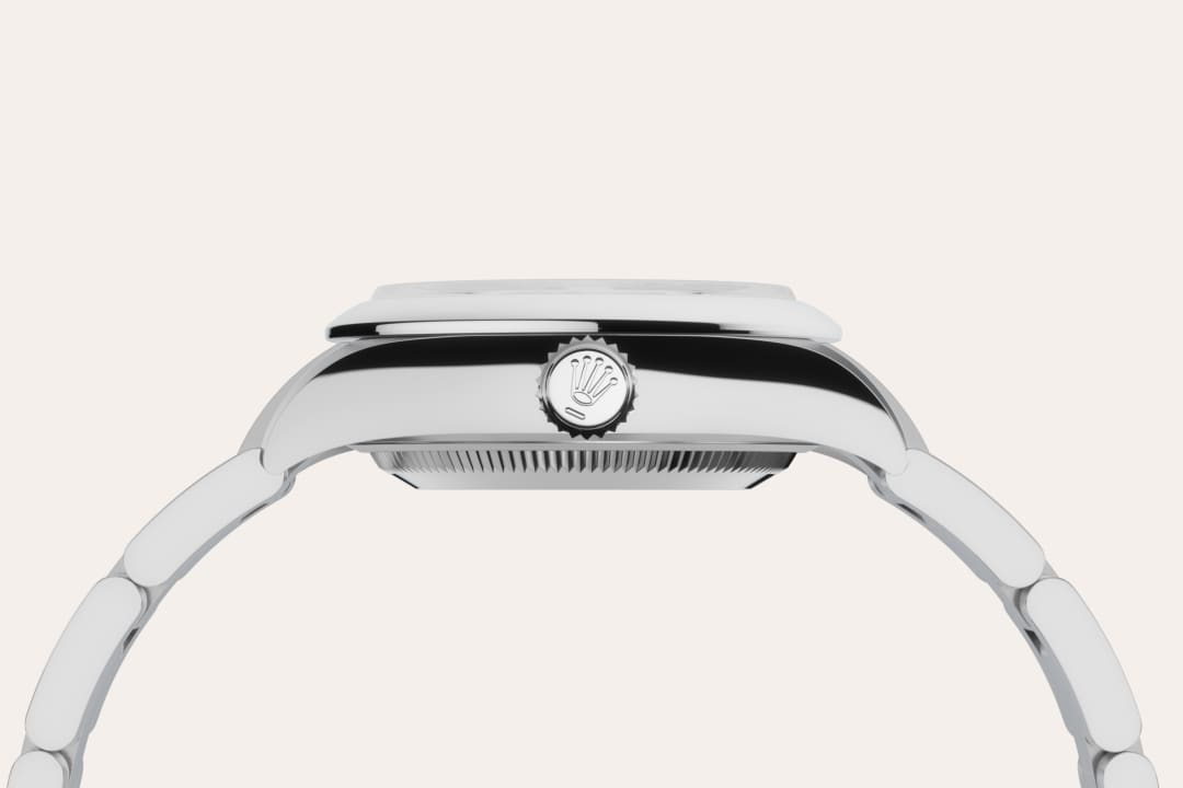 오이스터스틸 소재의 롤렉스 Oyster Perpetual 28 소재 및 크라운, M276200-0001 - 그리니치