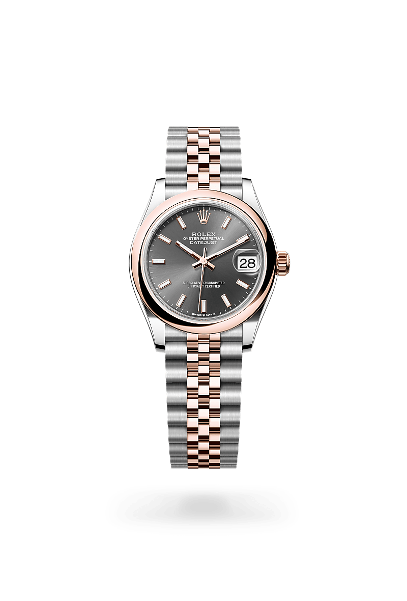 에버로즈 롤레조 - 오이스터스틸과 에버로즈 골드의 조합 소재의 롤렉스 DATEJUST 정면, M278241-0018 - 그리니치