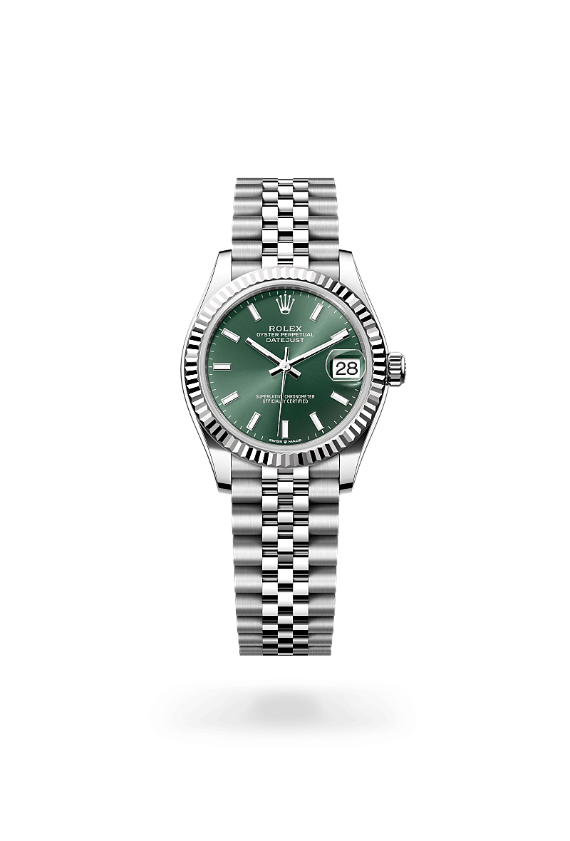 화이트 롤레조 – 오이스터스틸과 화이트 골드의 조합 소재의 롤렉스 DATEJUST 정면, M278274-0018 - 그리니치