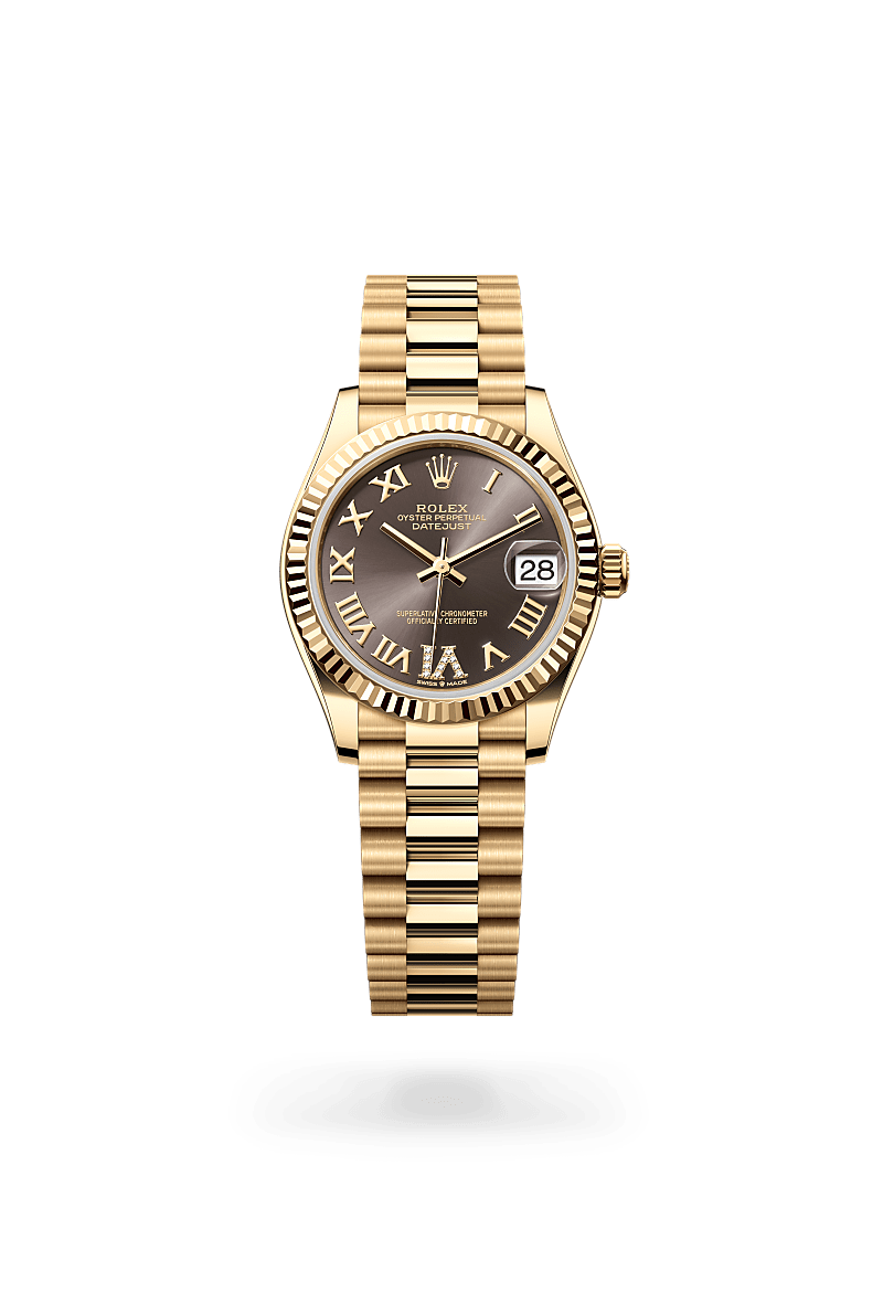 18캐럿 옐로우 골드 소재의 롤렉스 DATEJUST 정면, M278278-0032 - 그리니치