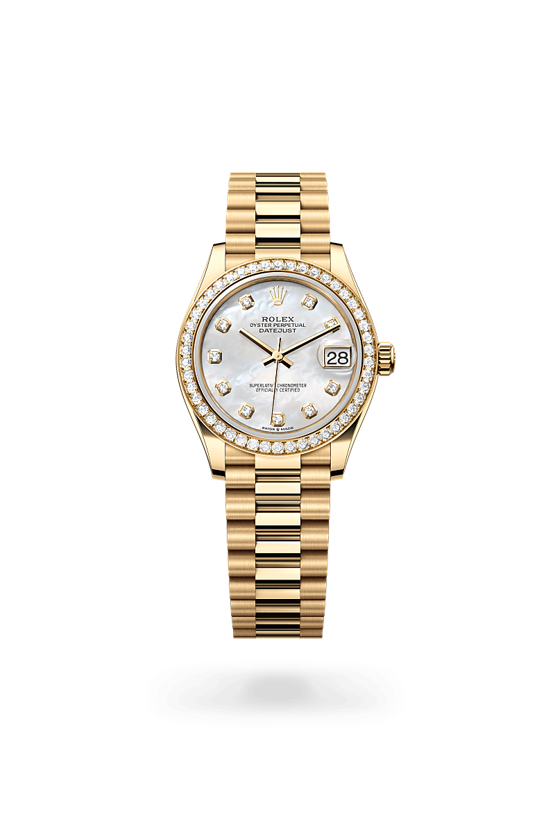 18캐럿 옐로우 골드 소재의 롤렉스 DATEJUST 정면, M278288RBR-0006 - 그리니치