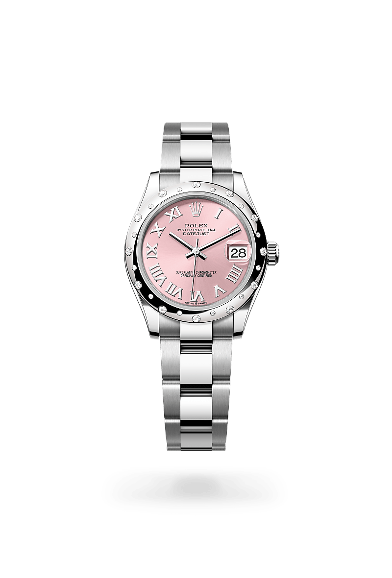 화이트 롤레조 – 오이스터스틸과 화이트 골드의 조합 소재의 롤렉스 DATEJUST 정면, M278344RBR-0021 - 그리니치