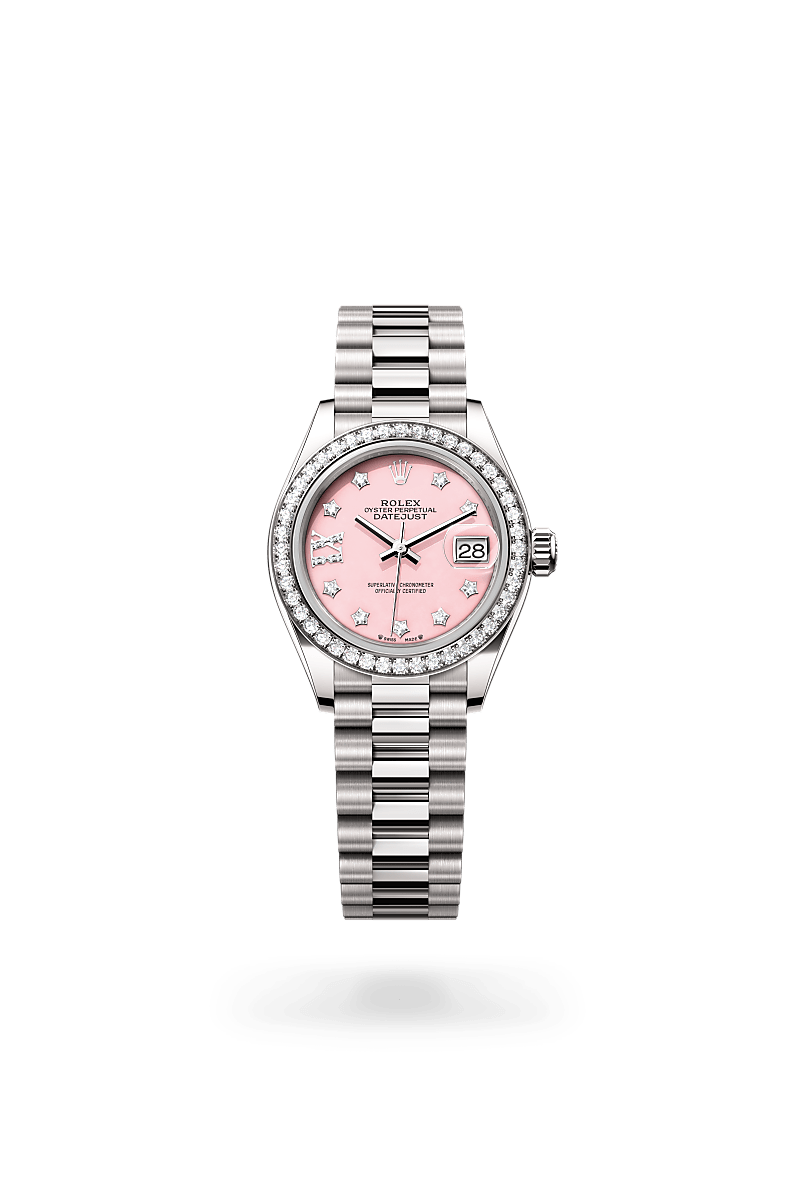 18캐럿 화이트 골드 소재의 롤렉스 LADY-DATEJUST 정면, M279139RBR-0002 - 그리니치