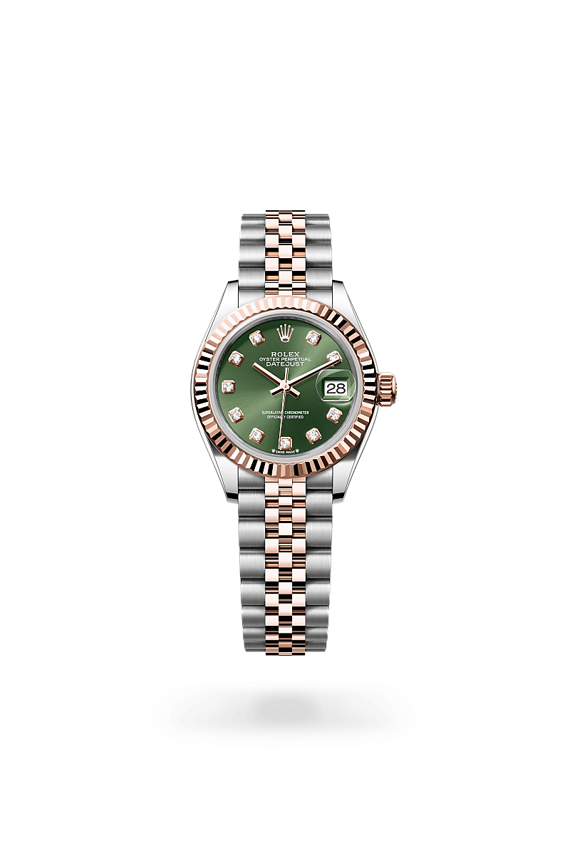 에버로즈 롤레조 - 오이스터스틸과 에버로즈 골드의 조합 소재의 롤렉스 LADY-DATEJUST 정면, M279171-0007 - 그리니치