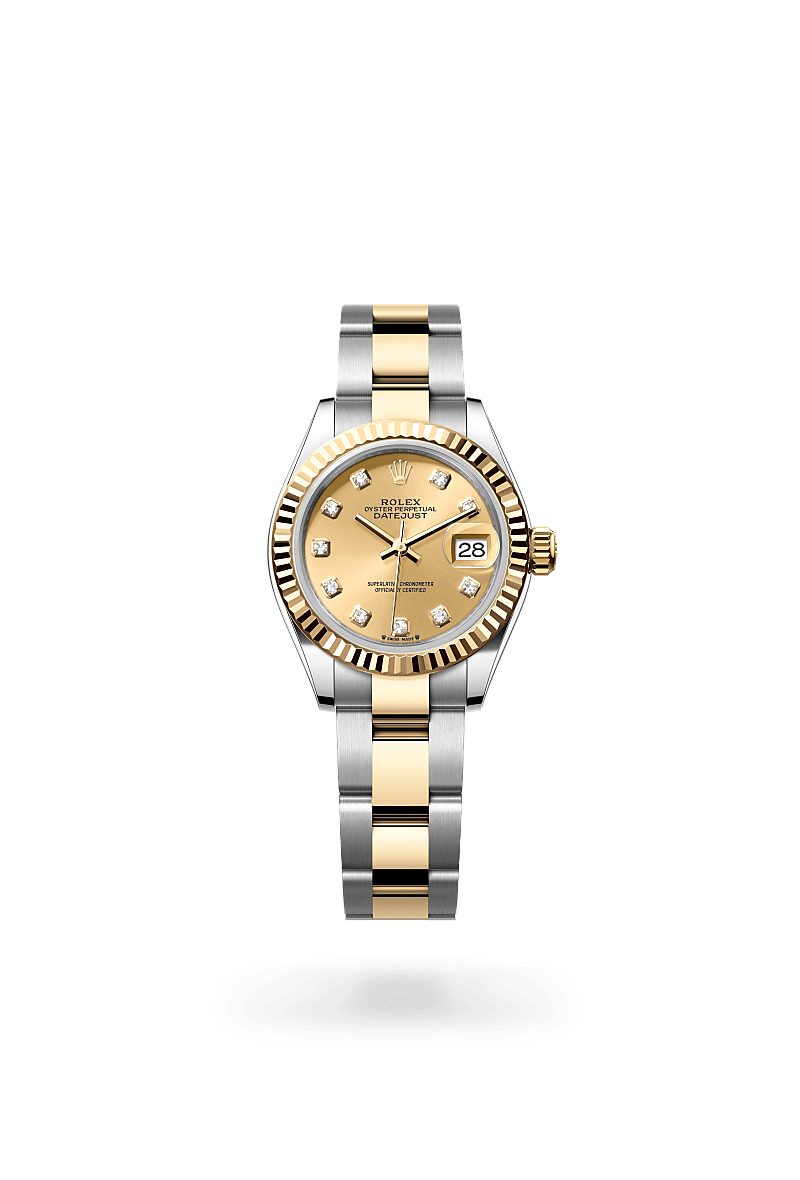 옐로우 롤레조 – 오이스터스틸과 옐로우 골드의 조합 소재의 롤렉스 LADY-DATEJUST 정면, M279173-0012 - 그리니치