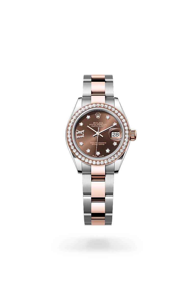 에버로즈 롤레조 - 오이스터스틸과 에버로즈 골드의 조합 소재의 롤렉스 LADY-DATEJUST 정면, M279381RBR-0004 - 그리니치