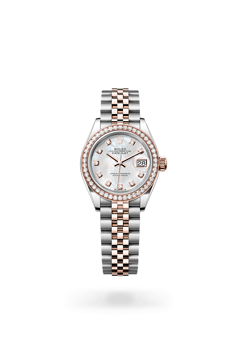 에버로즈 롤레조 - 오이스터스틸과 에버로즈 골드의 조합 소재의 롤렉스 LADY-DATEJUST 정면, M279381RBR-0013 - 그리니치