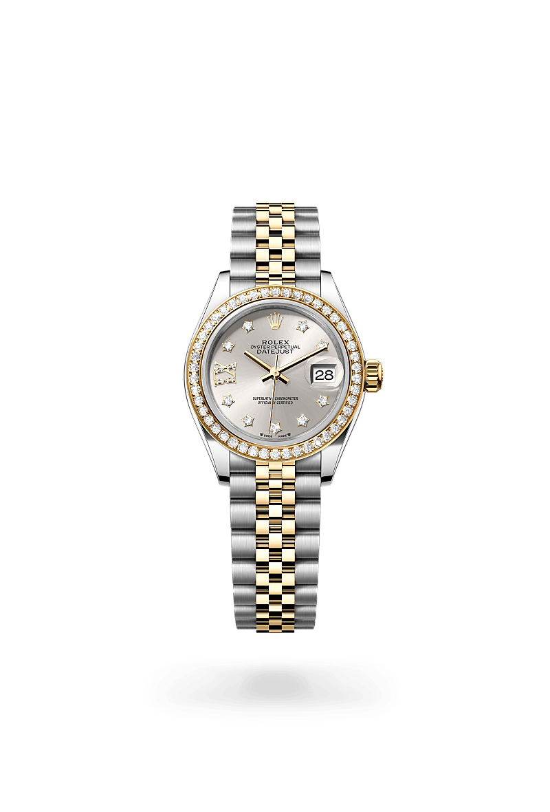 옐로우 롤레조 – 오이스터스틸과 옐로우 골드의 조합 소재의 롤렉스 LADY-DATEJUST 정면, M279383RBR-0003 - 그리니치