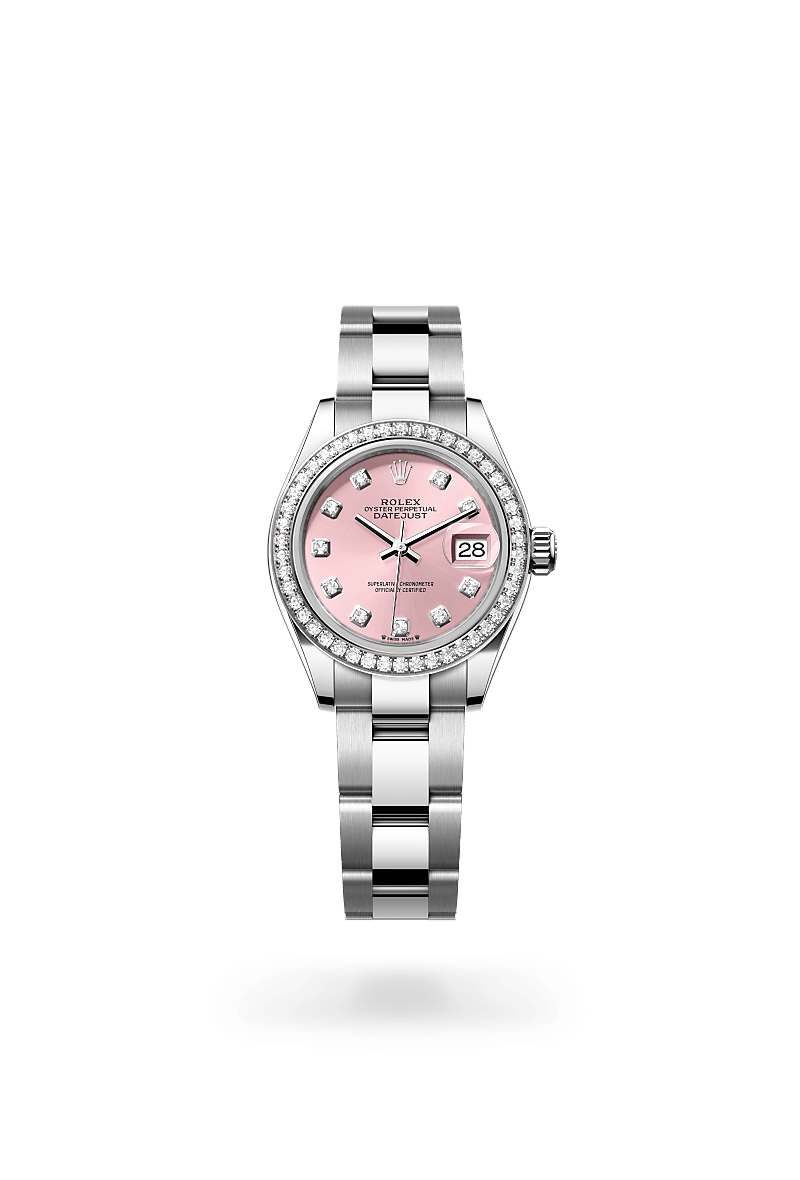 화이트 롤레조 – 오이스터스틸과 화이트 골드의 조합 소재의 롤렉스 LADY-DATEJUST 정면, M279384RBR-0004 - 그리니치