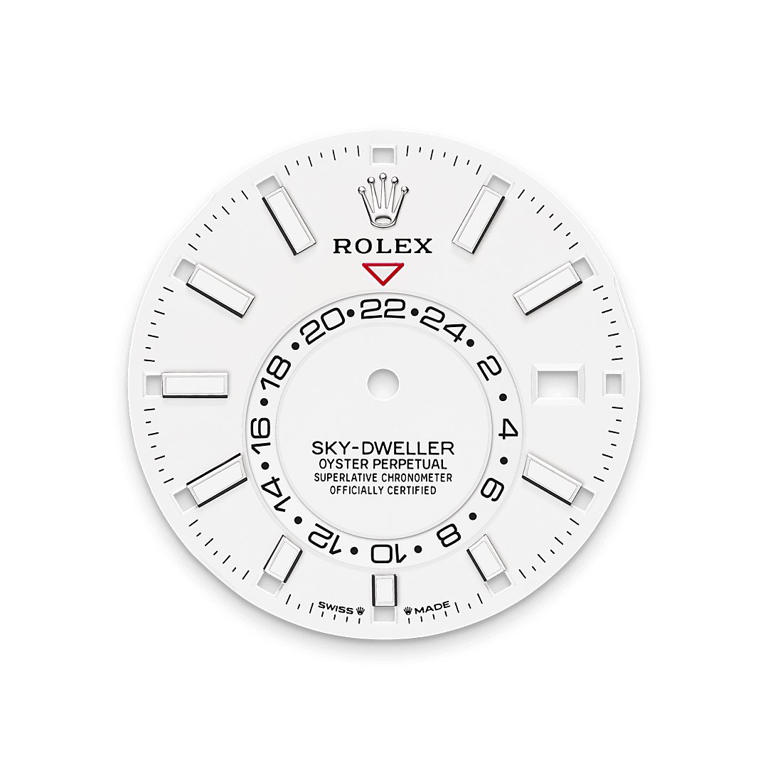 rolex Sky-Dweller dial in White Rolesor - combination of Oystersteel and white gold, M336934-0004 - Greenwich